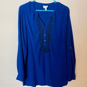St John’s Bay Navy Embroidered Tunic Blouse